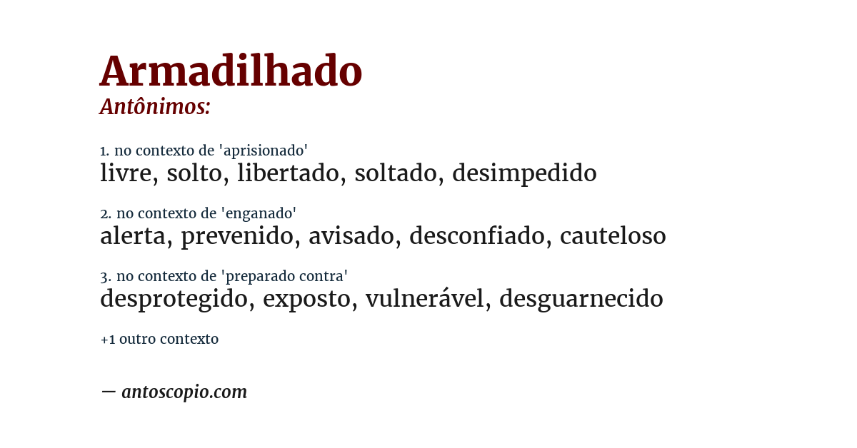 Antônimo de armadilhado