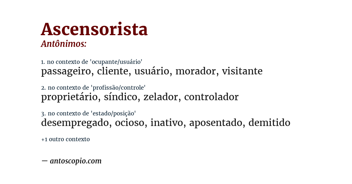 Antônimo de ascensorista