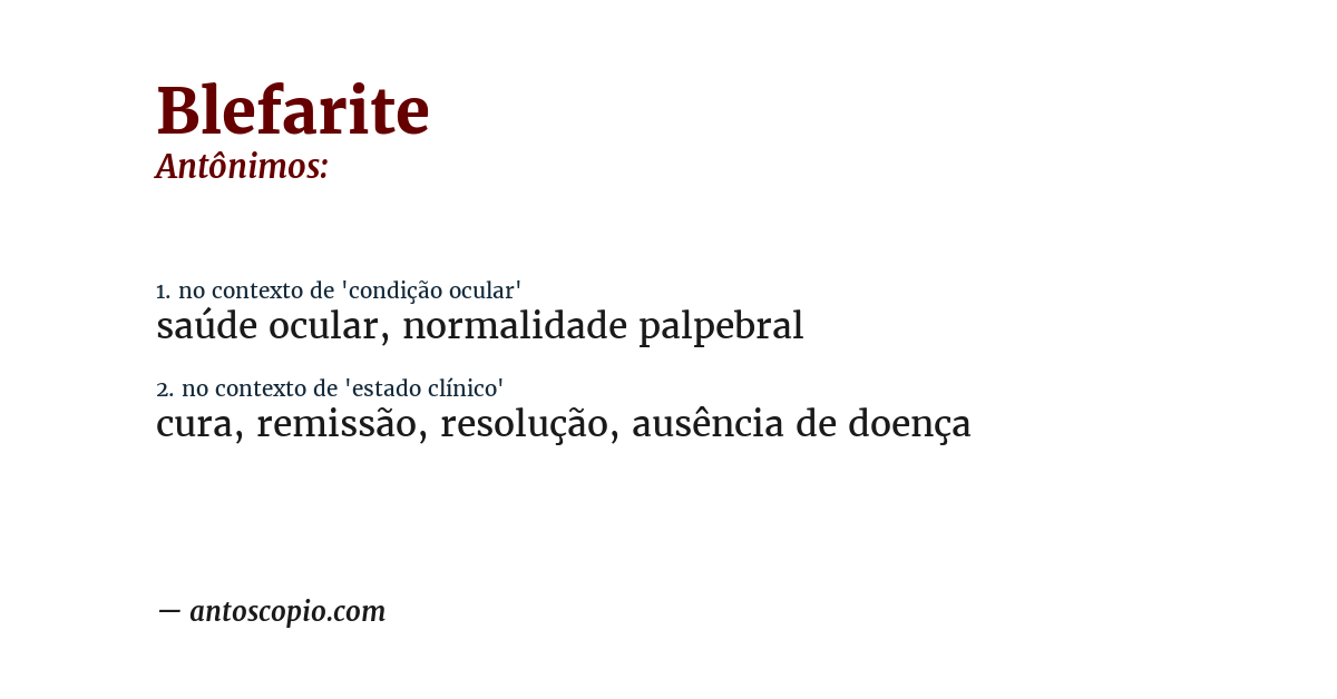 Antônimo de blefarite
