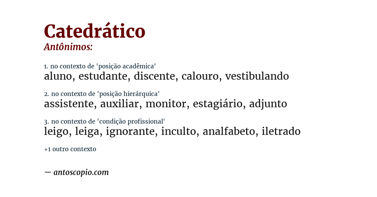 Antônimo de catedrático