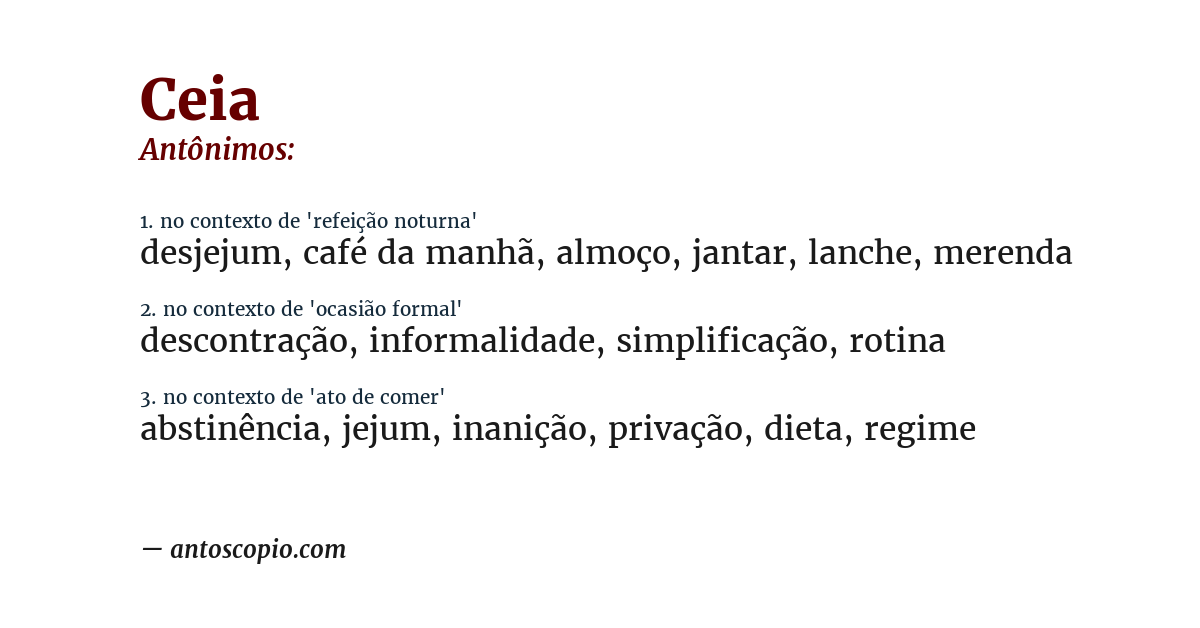 Antônimo de ceia