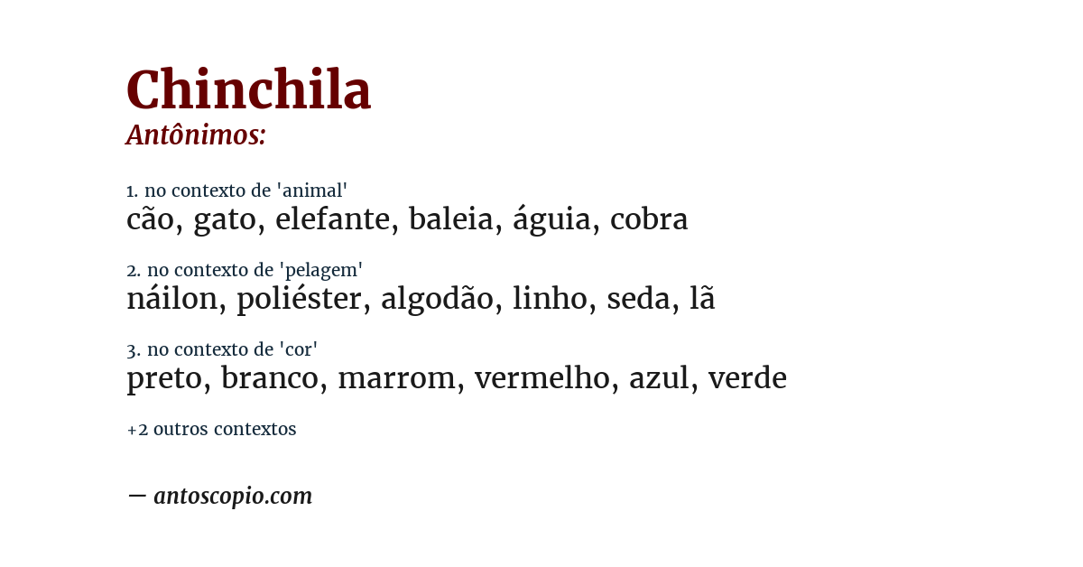 Antônimo de chinchila