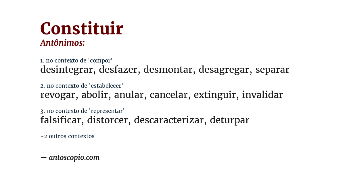Antônimo de constituir