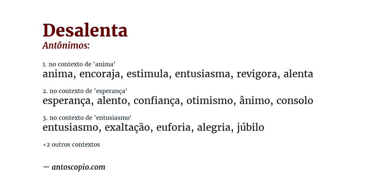 Antônimo de desalenta