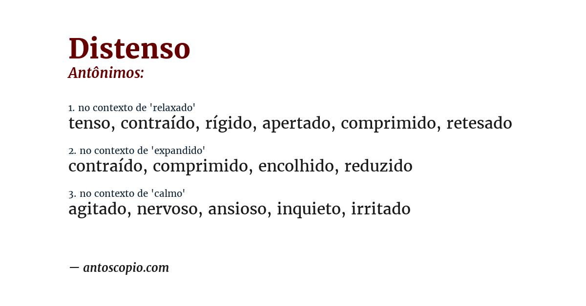 Antônimo de distenso