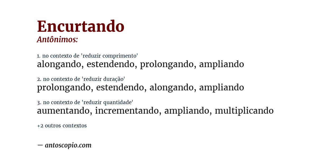 Antônimo de encurtando