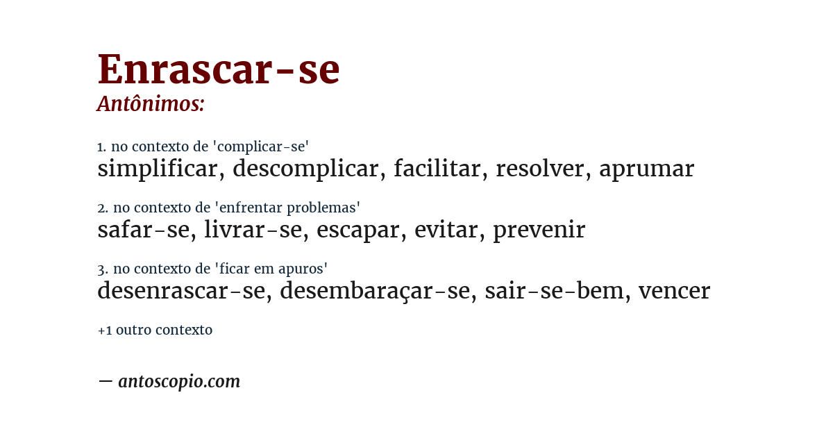 Antônimo de enrascar-se