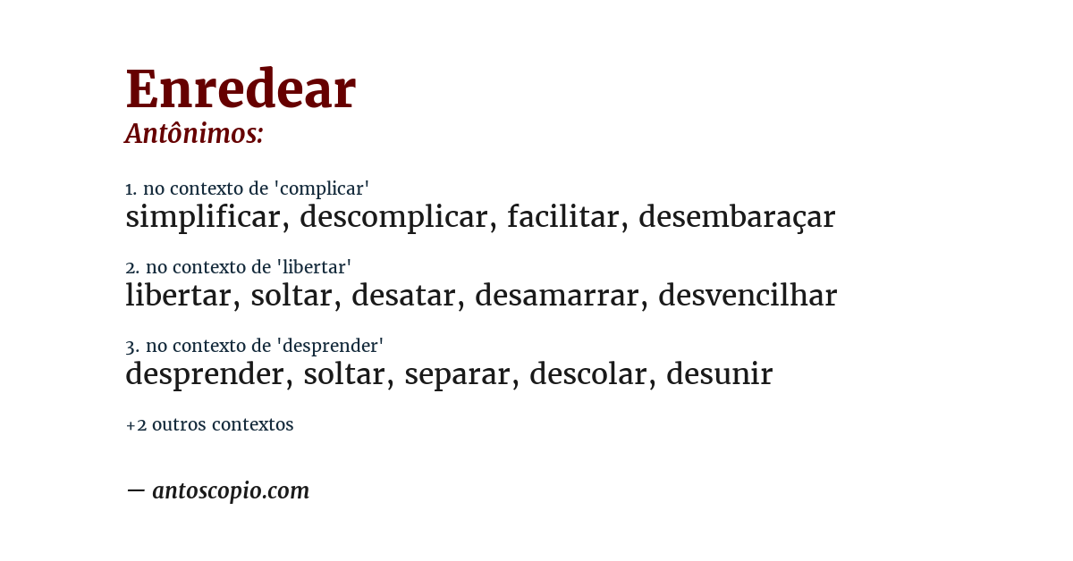 Antônimo de enredear