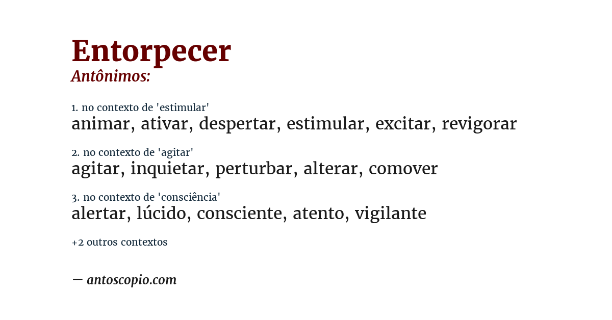 Antônimo de entorpecer