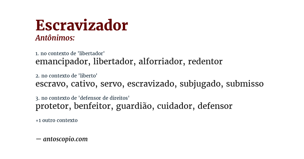 Antônimo de escravizador