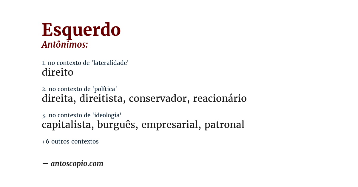 Antônimo de esquerdo