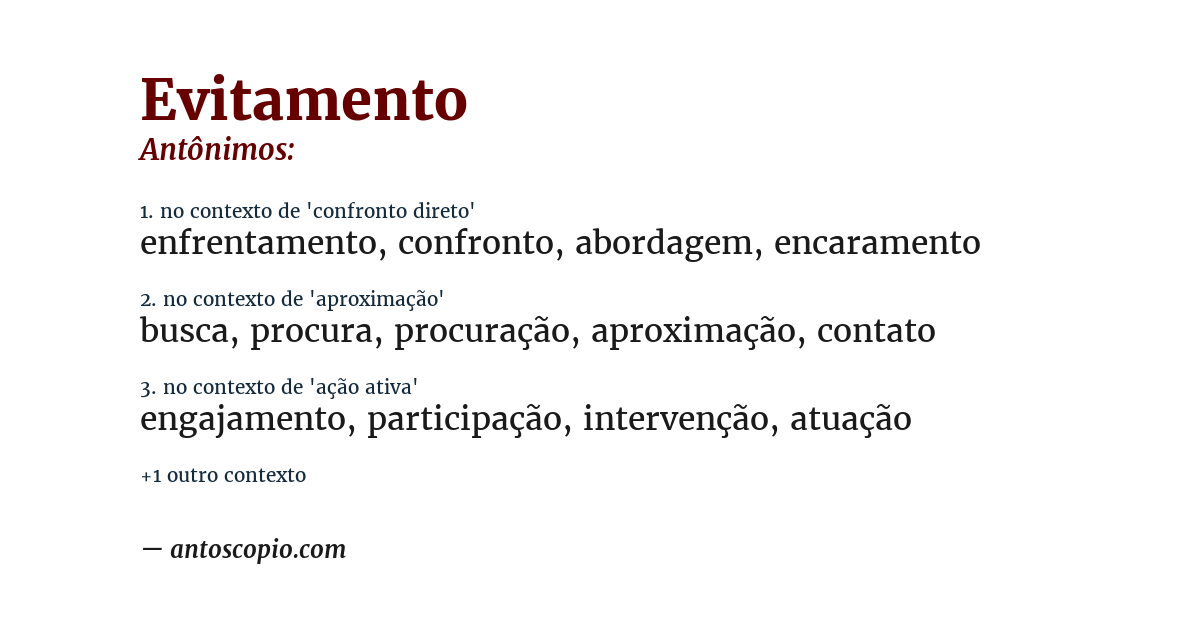 Antônimo de evitamento