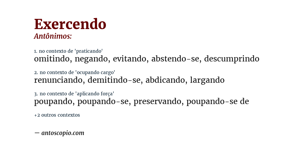 Antônimo de exercendo