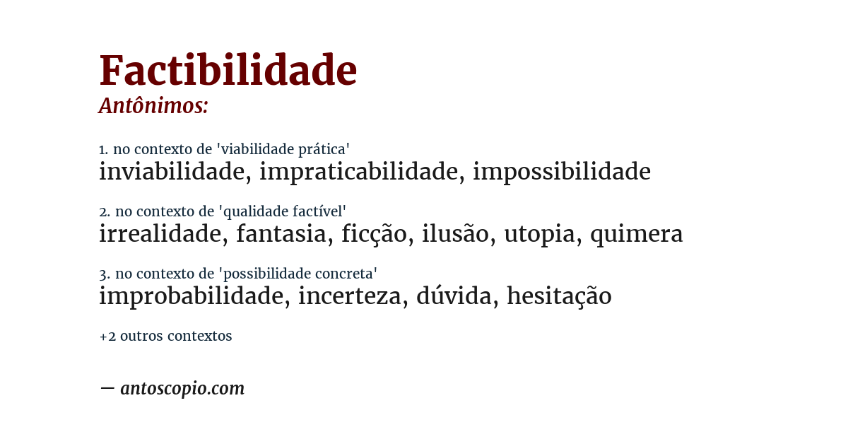 Antônimo de factibilidade