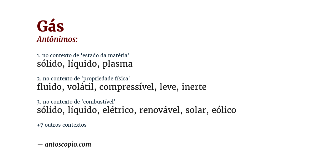 Antônimo de gás