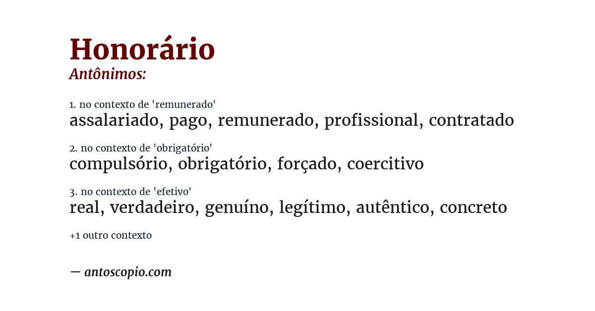 Antônimo de honorário