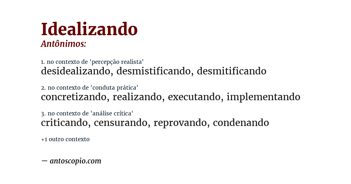 Antônimo de idealizando
