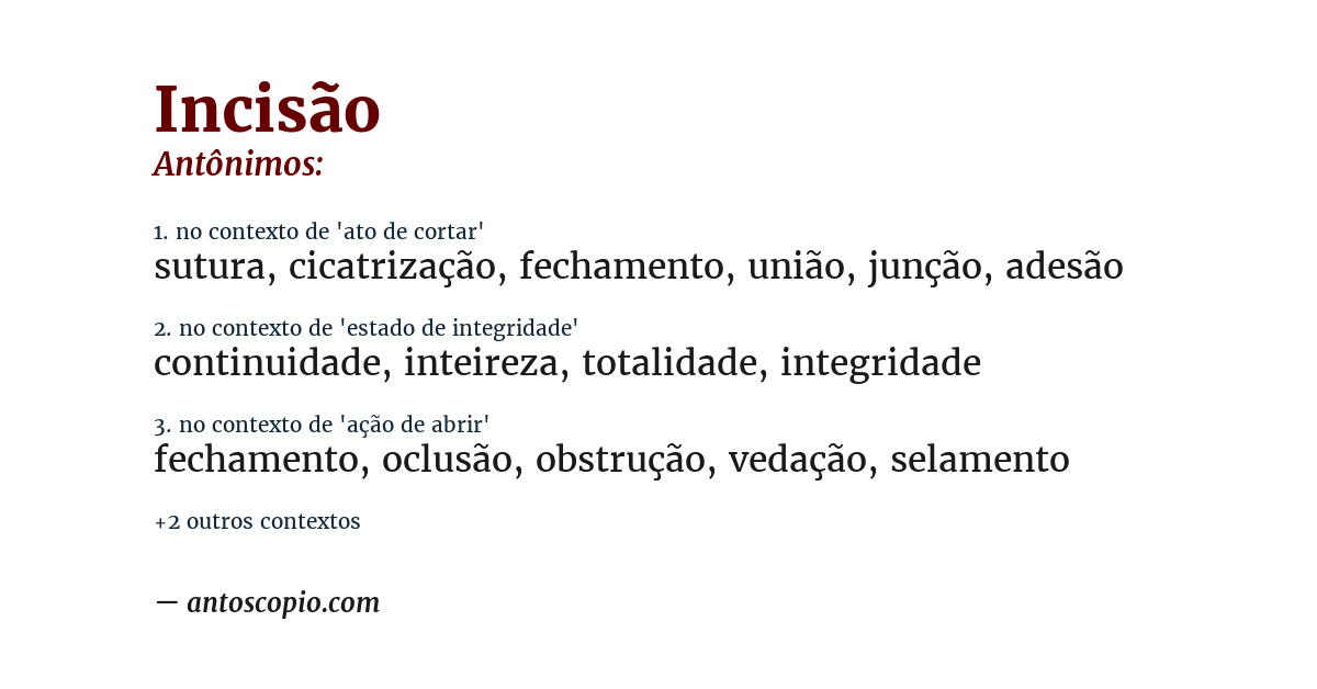 Antônimo de incisão