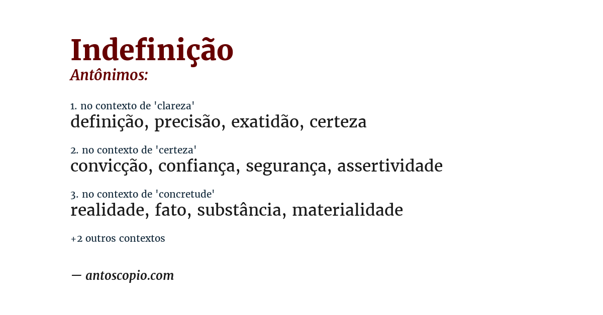Antônimo de indefinição