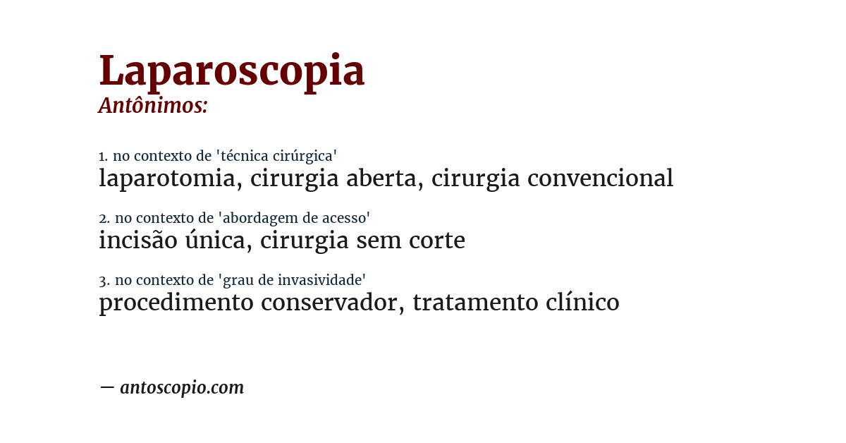 Antônimo de laparoscopia