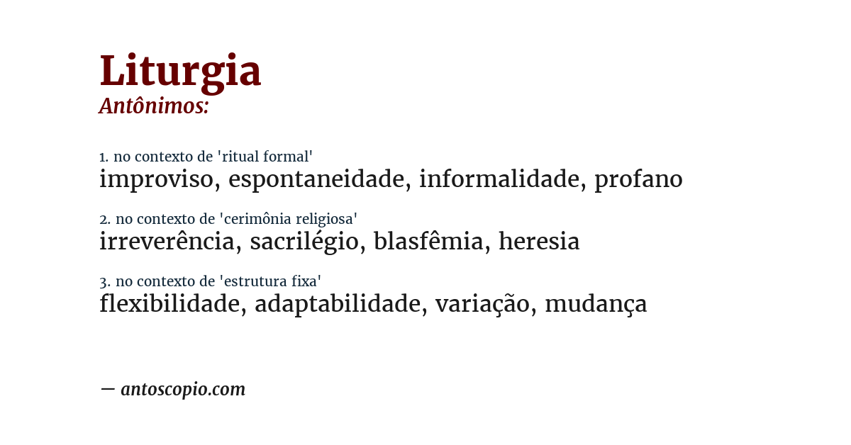 Antônimo de liturgia