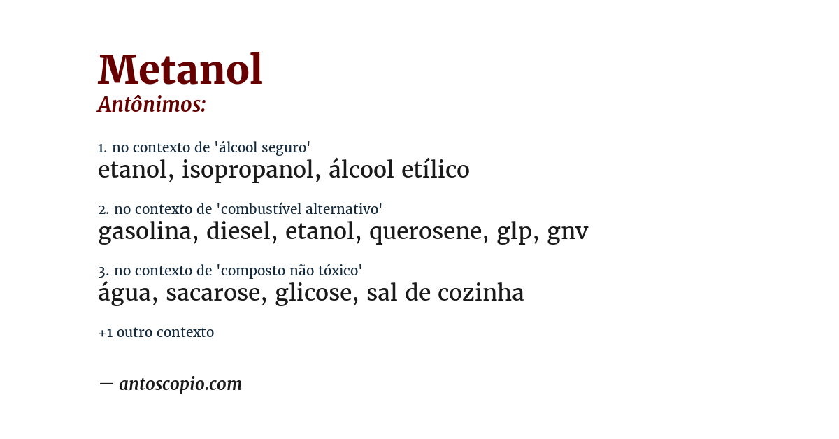Antônimo de metanol