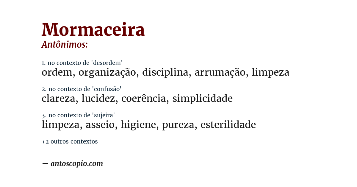Antônimo de mormaceira