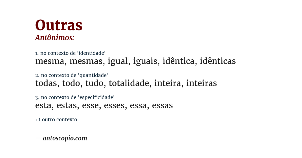 Antônimo de outras