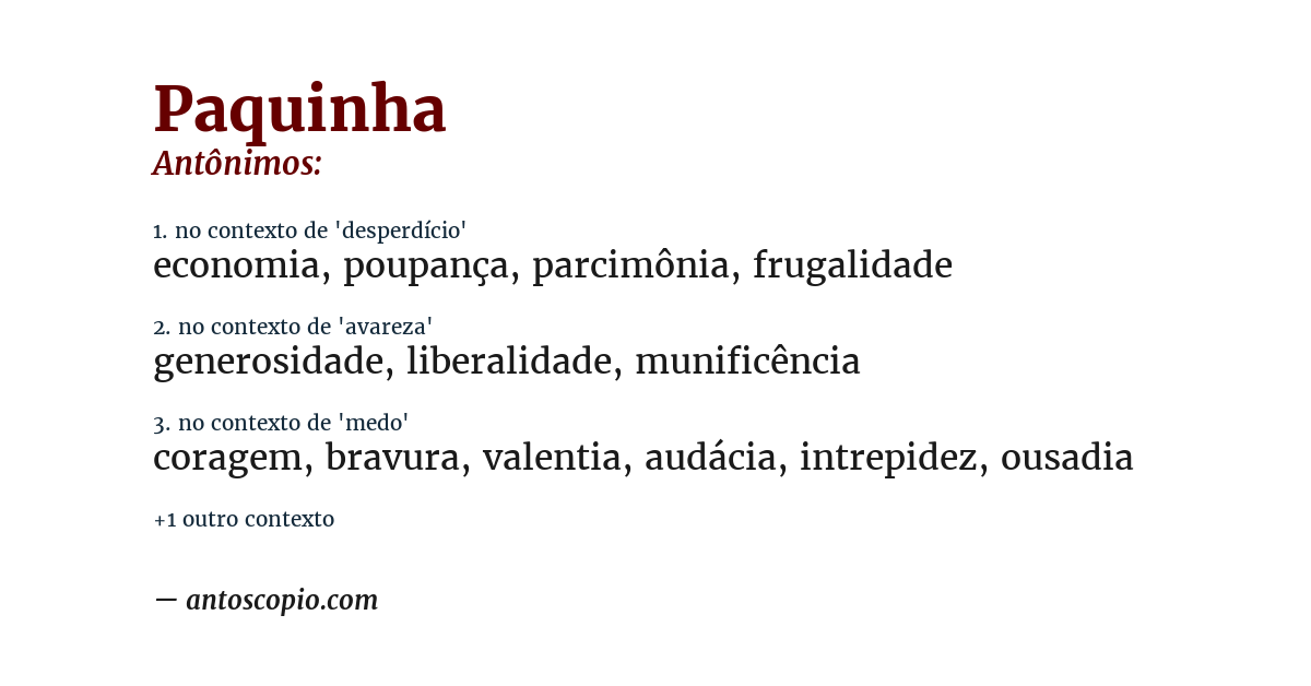 Antônimo de paquinha