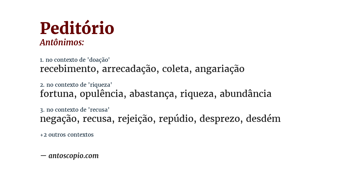 Antônimo de peditório