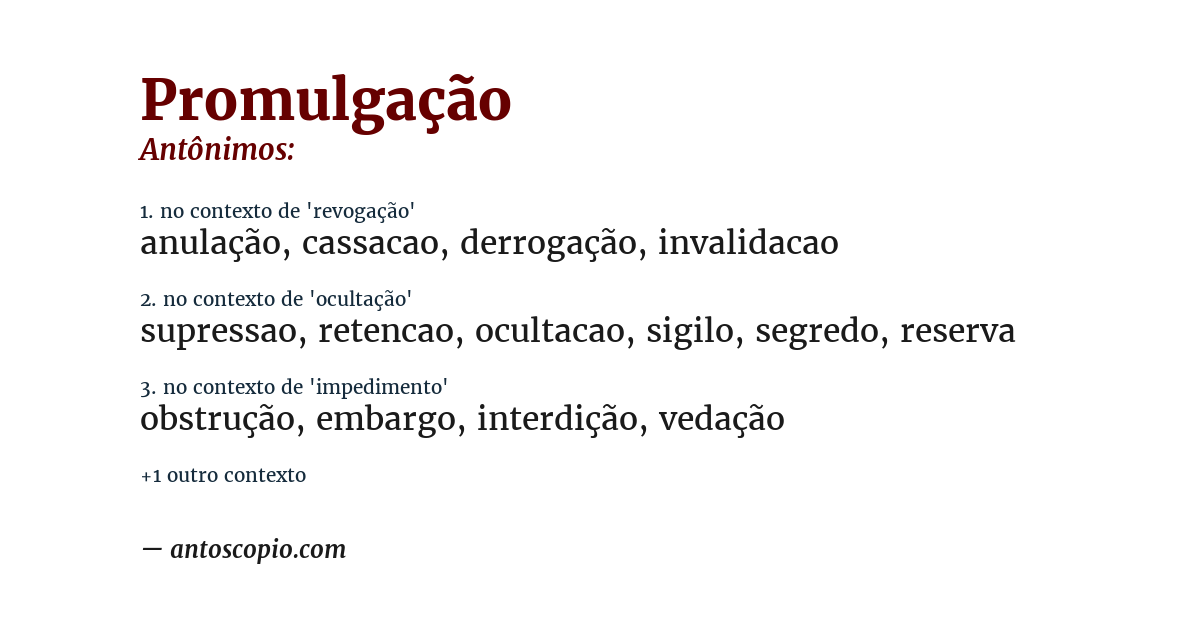 Antônimo de promulgação