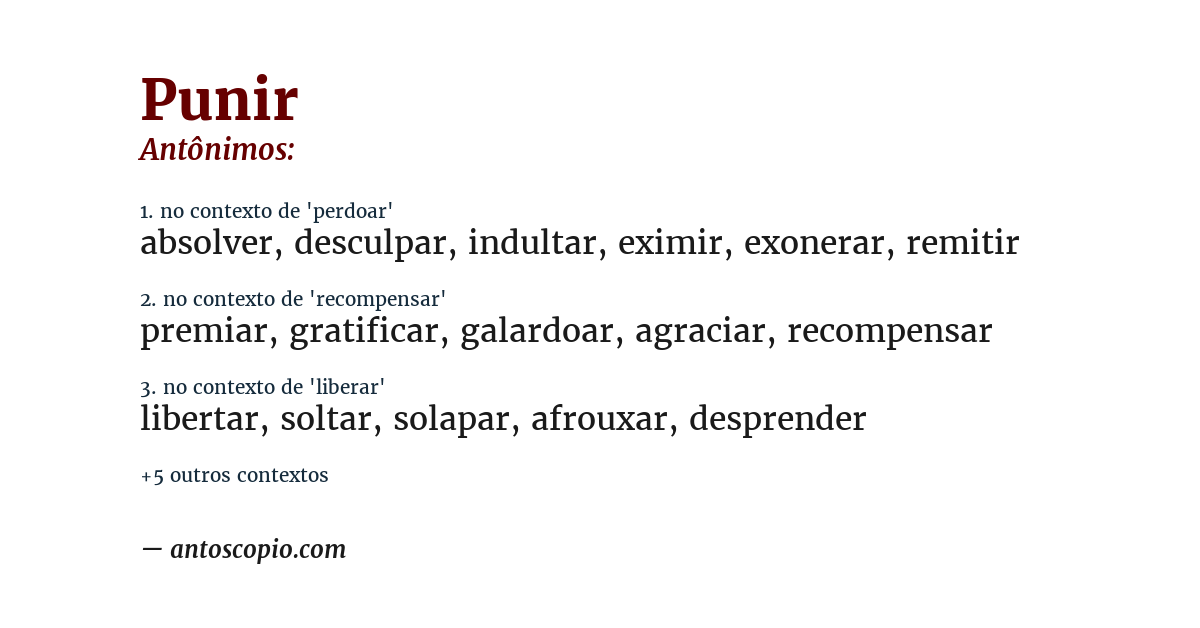 Antônimo de punir