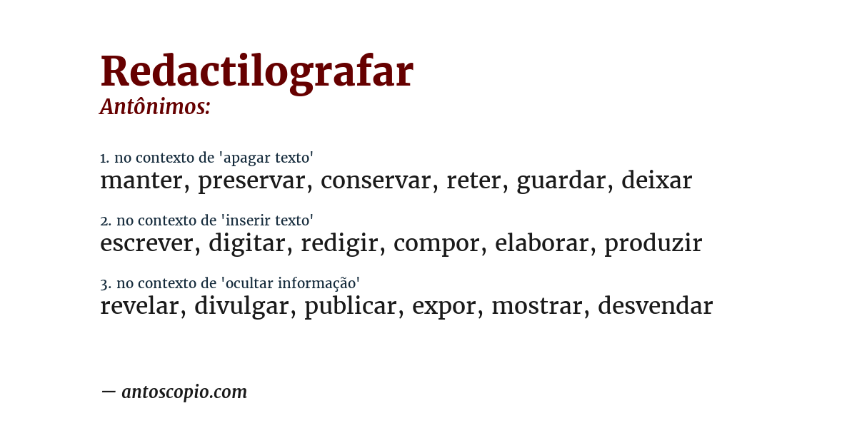 Antônimo de redactilografar