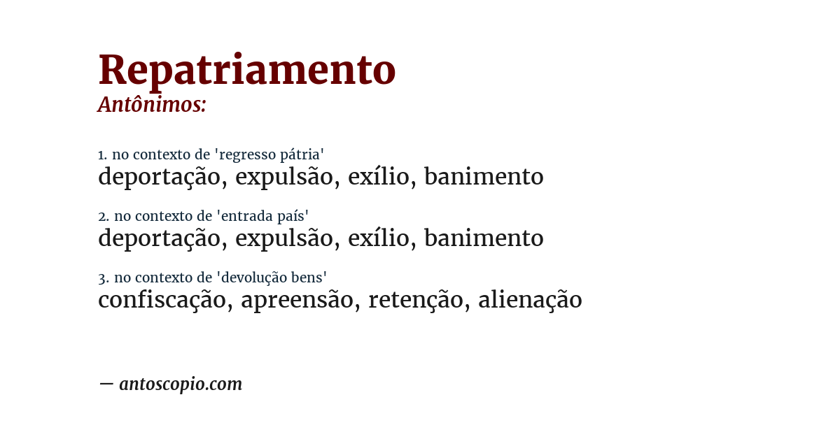 Antônimo de repatriamento