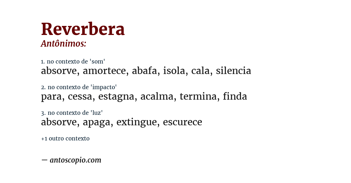 Antônimo de reverbera
