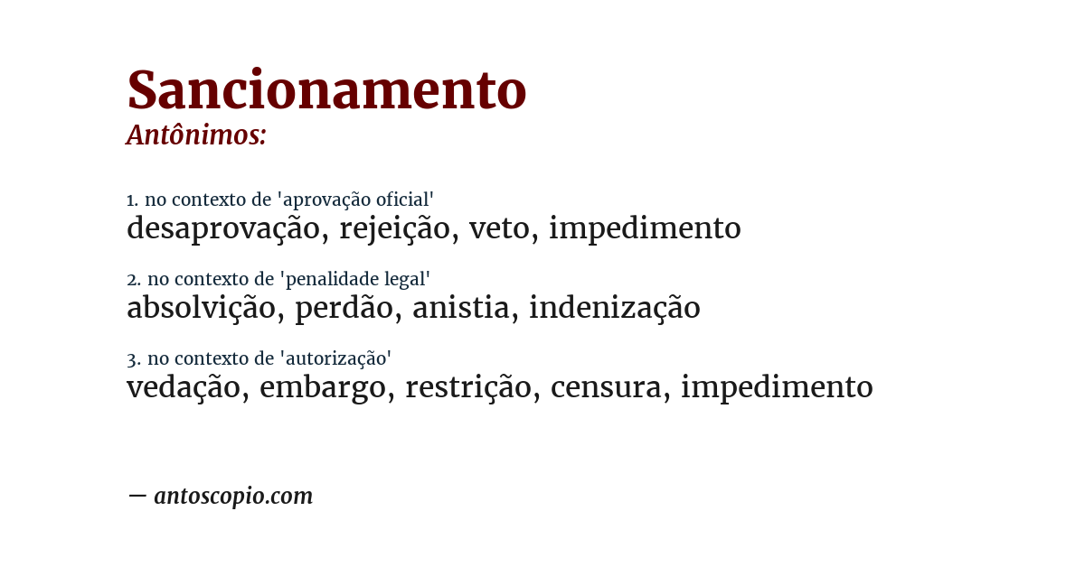 Antônimo de sancionamento