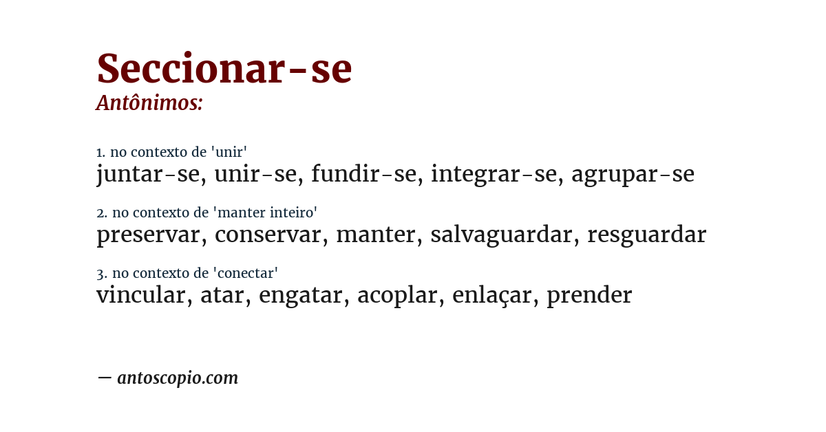 Antônimo de seccionar-se