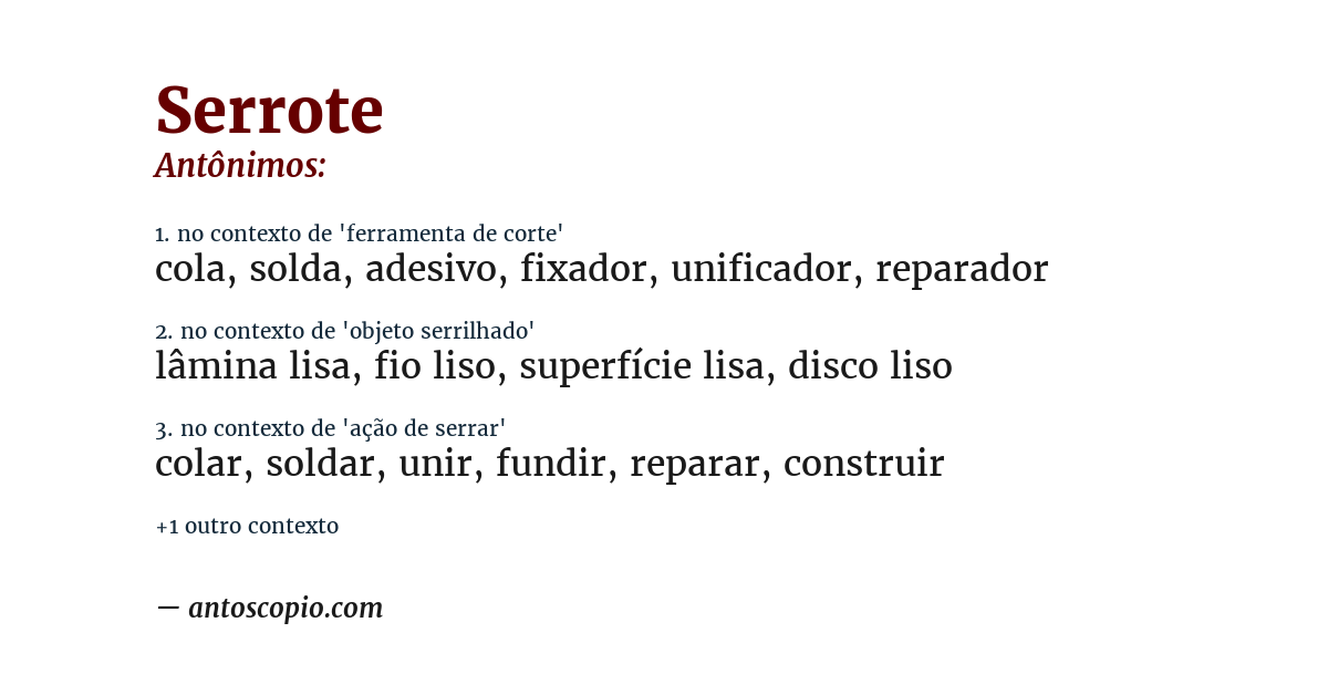 Antônimo de serrote