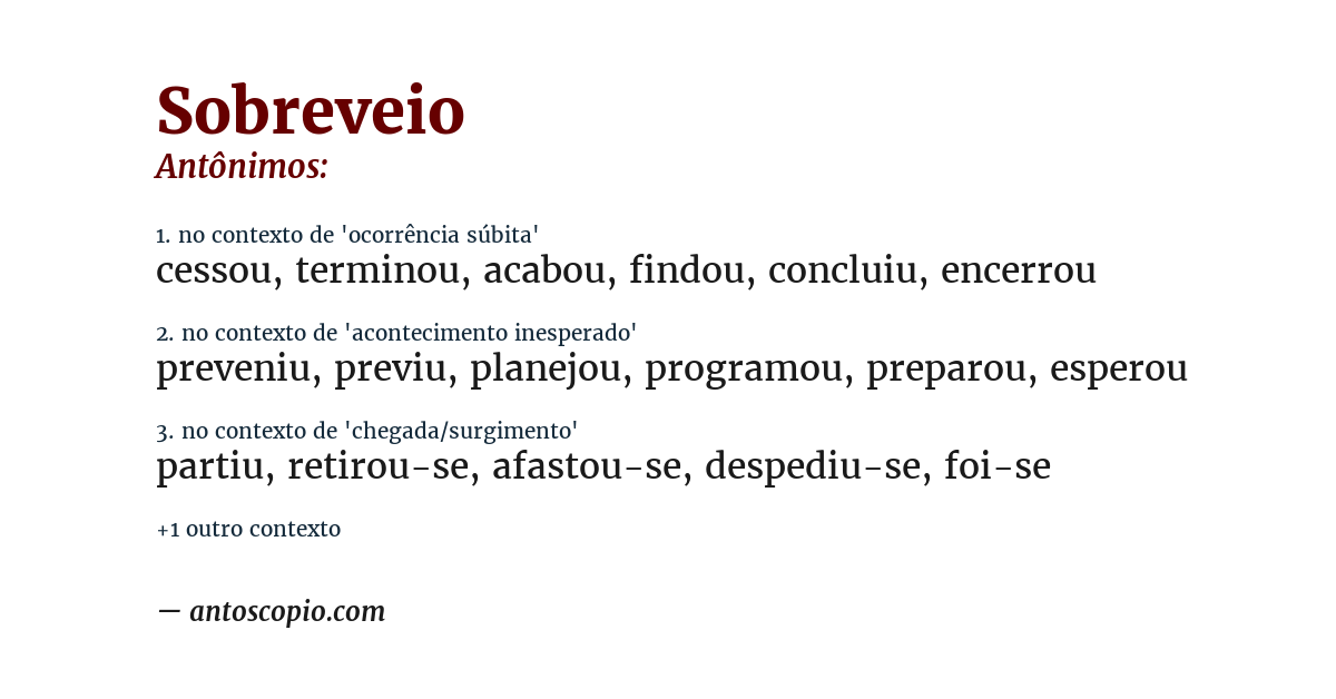 Antônimo de sobreveio