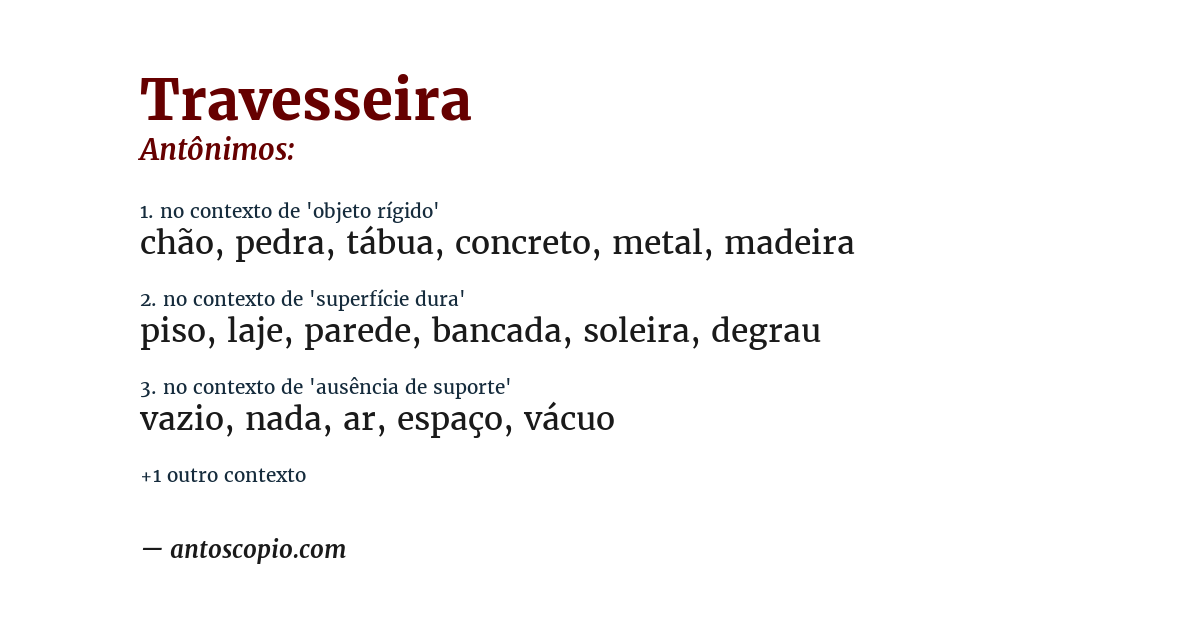 Antônimo de travesseira