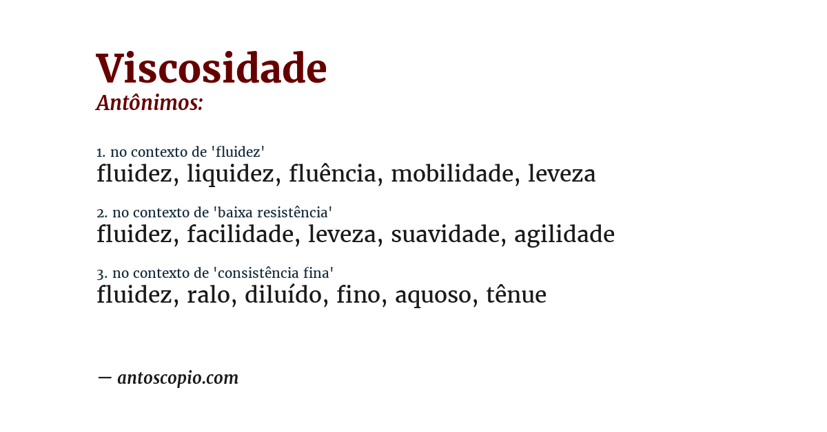 Antônimo de viscosidade