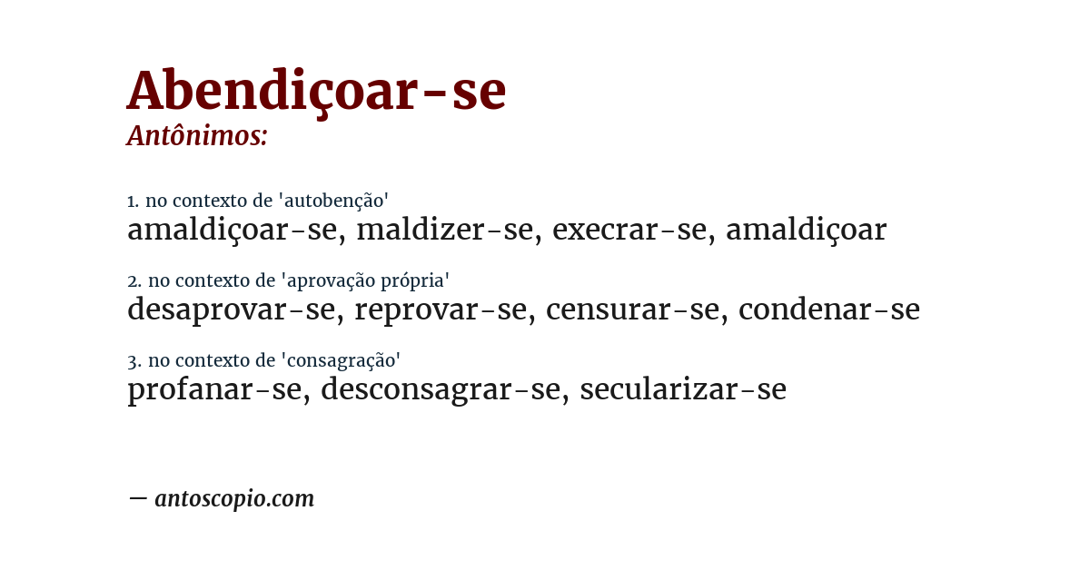 Antônimo de abendiçoar-se