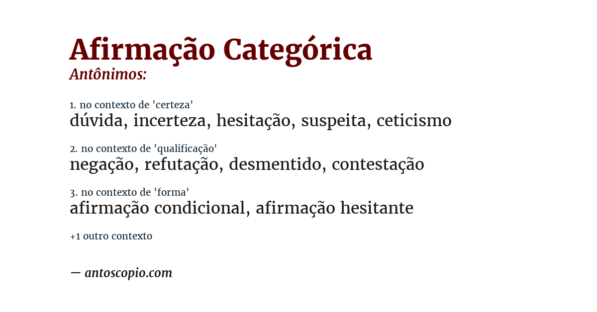 Antônimo de afirmação categórica
