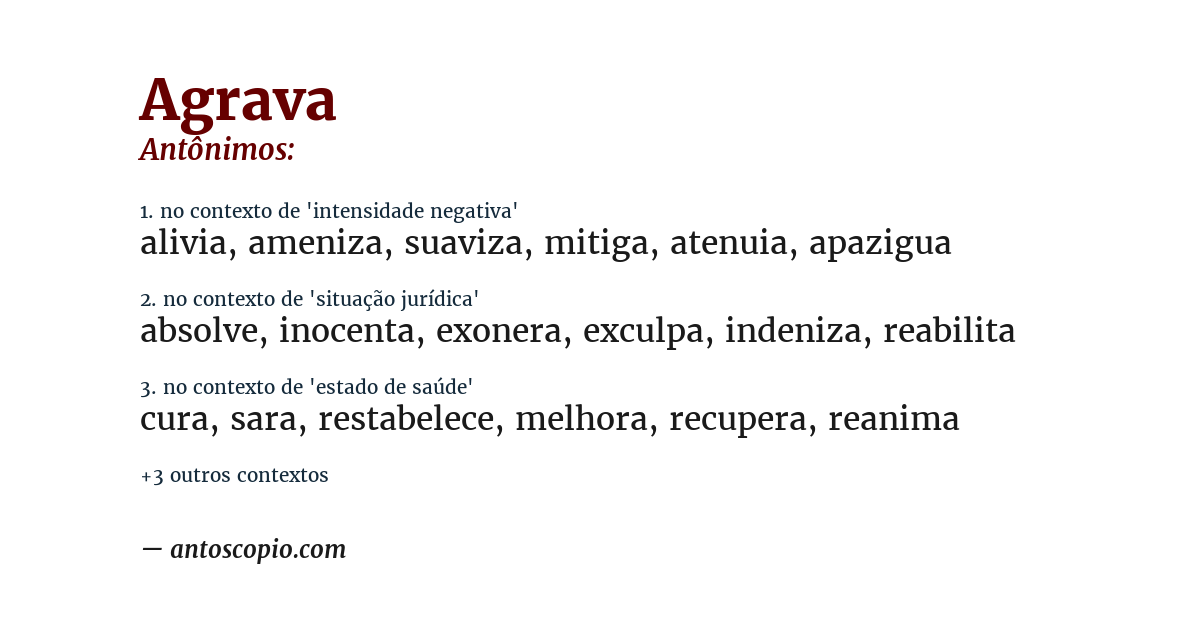 Antônimo de agrava