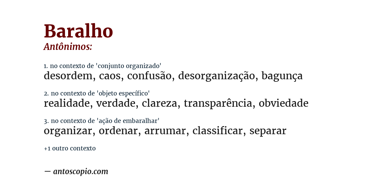 Antônimo de baralho