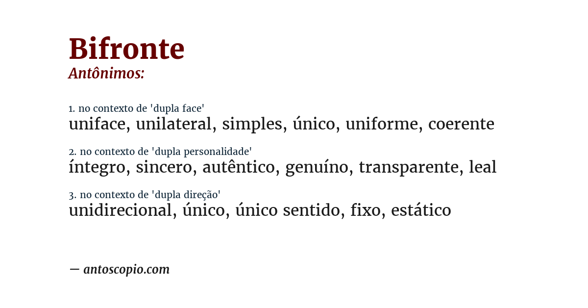 Antônimo de bifronte