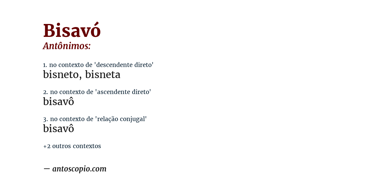 Antônimo de bisavó