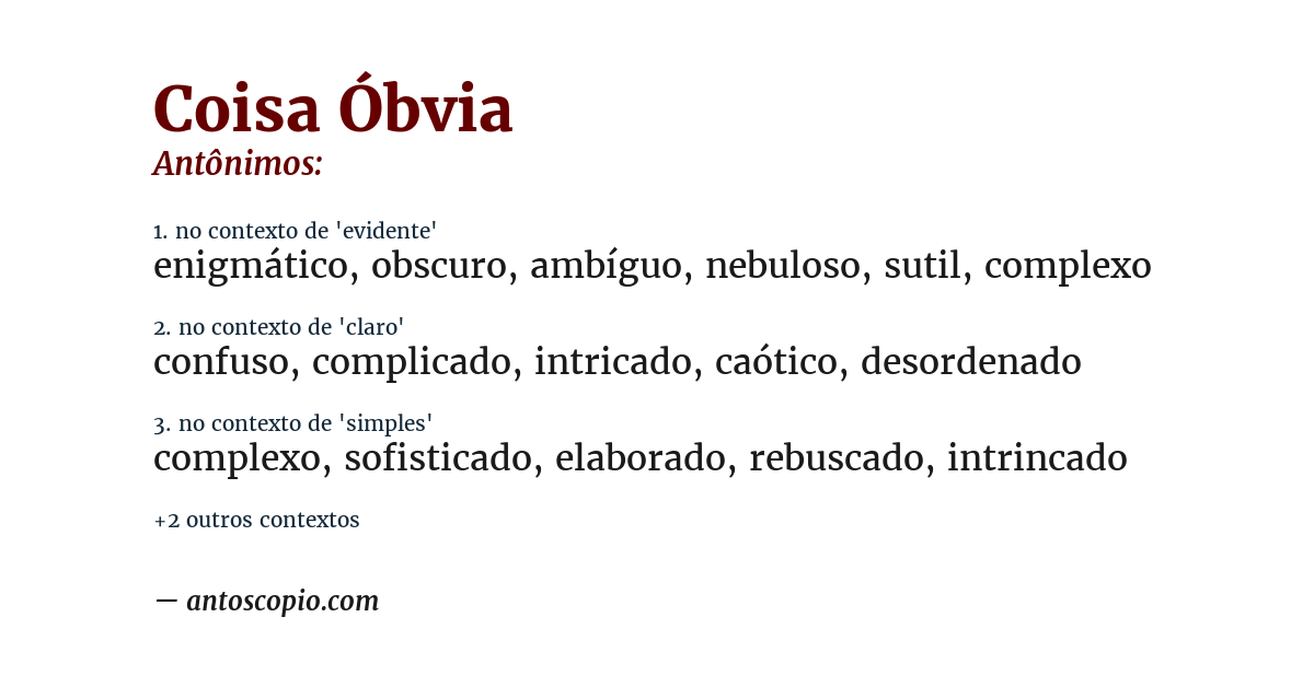 Antônimo de coisa óbvia