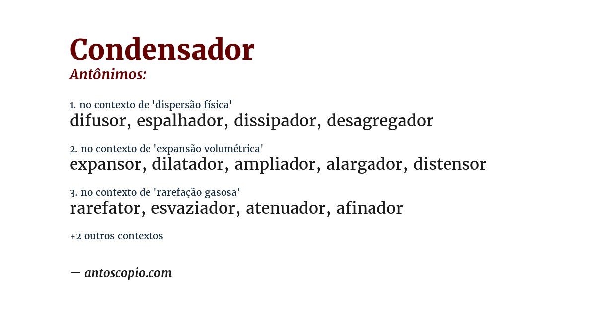 Antônimo de condensador