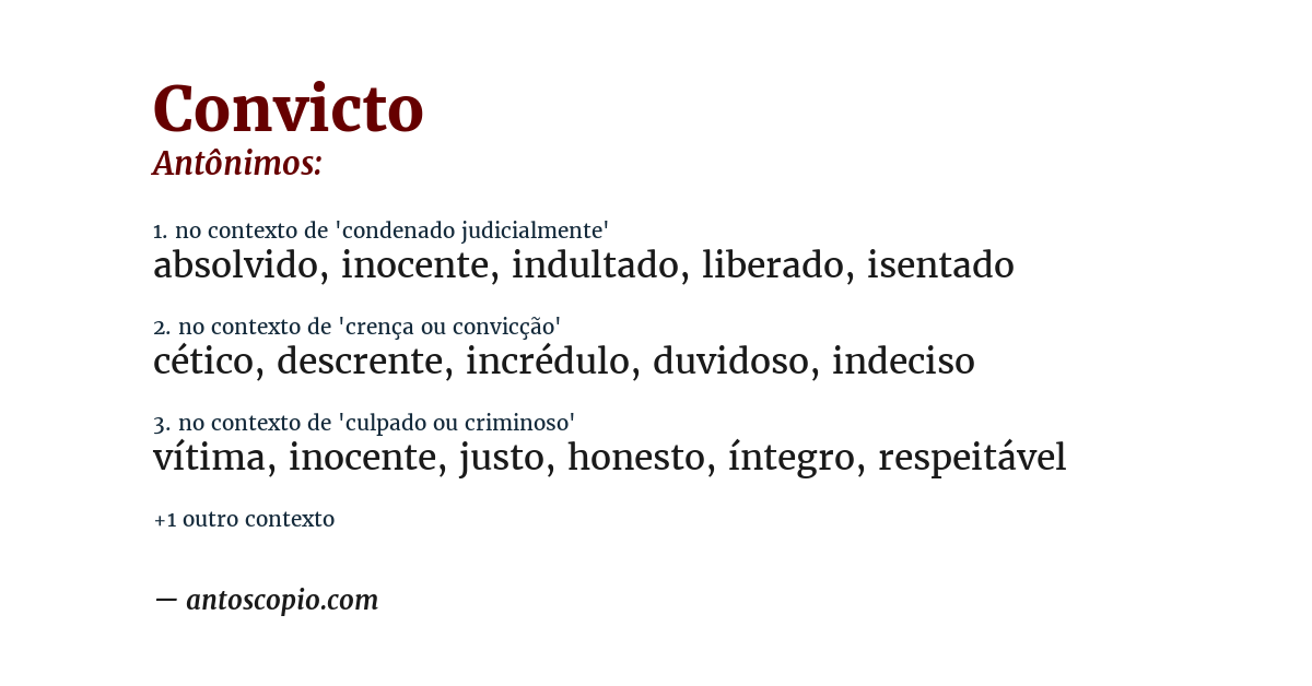 Antônimo de convicto